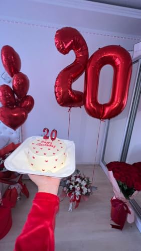 Image of Red Number 0 Balloon 40 Inch, 0 Balloon Number for 10th 20th 30th 40th 50th 60th Birthday Decorations, Red Party Supplies