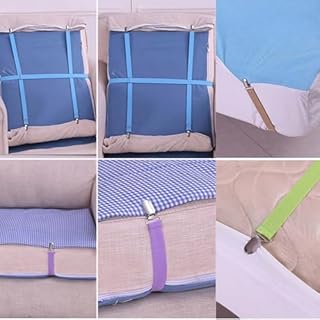 Disayu Couch Cushion Covers Holder Clips Couch Covers Holder Straps Adjustable from 10 to 60 inches (25-160cm) Elastic Straps for Sofa Covers (Pack of 4)
