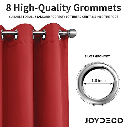 Image of Joydeco Blackout Curtains 72 Inch Length 2 Panels Set, Thermal Insulated Long Curtains& Drapes 2 Burg, Room Darkening Grommet Drapes for Living Room Bedroom Window (W52 x L72 Inch, Red)