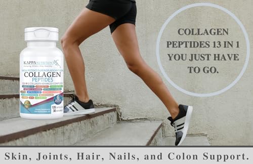 KAPPA NUTRITION (120 Capsules), Collagen Type I, II, III, 6 Billion Probiotics Acid Resistance, (120 Capsules), Hyaluronic Acid, Vitamin C, Biotin & MCT Oil, Hair, Nails, and Skin