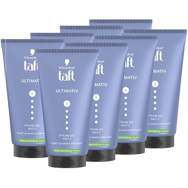 Schwarzkopf TAFT Gel Ultimativ Styling (8 x 150 ml), żel do włosów dla wytrzymałych fryzur o długotrwałym trzymaniu, delikatny dla włosów i skóry głowy, wegański żel do stylizacji włosów