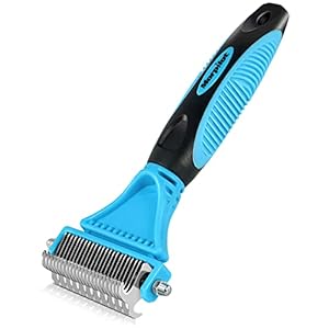 Morpilot Dog Grooming Brush, Dog Dematting Comb Tool, Cat Comb – 23+12 Double Sided Teeth Blade Dog Undercoat Rake Comb for Small Medium & Large Dogs Effectively Reduces Hair Loss by up to 90%