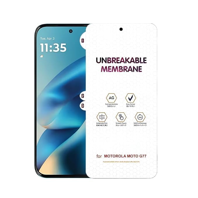 Image of BLACKSHEEP Matte Screen Protector for Motorola G77 Power 5G (Pack of 1) Membrane Case Friendly Full Edge to Edge Screen Coverage & Installation Kit