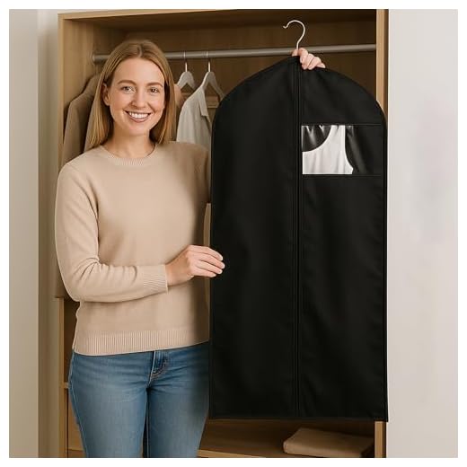Dress Bags for Gowns, Garment Protertor Bags for Hanging Clothes, Clothes Cover with Clear Window for Shirts, Suits, Coats, Jackets, Knitwear, Black, 43", 2Pack