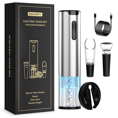 EUHOMY Electric Opener Set - Bottle Opener With Aerator Pourer, Foil Cutter, Stainless Steel...