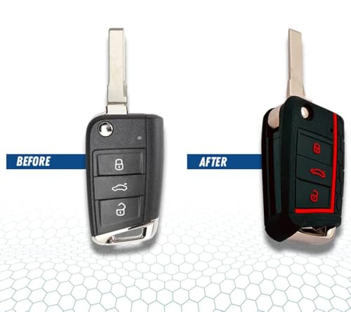 Image of VOXEL Premium Silicone Key Cover - Compatible with Skoda Kushaq | 3-Button Smart Flip Remote Key Case | Soft, Durable & Anti-Slip Car Key Protector (Black)