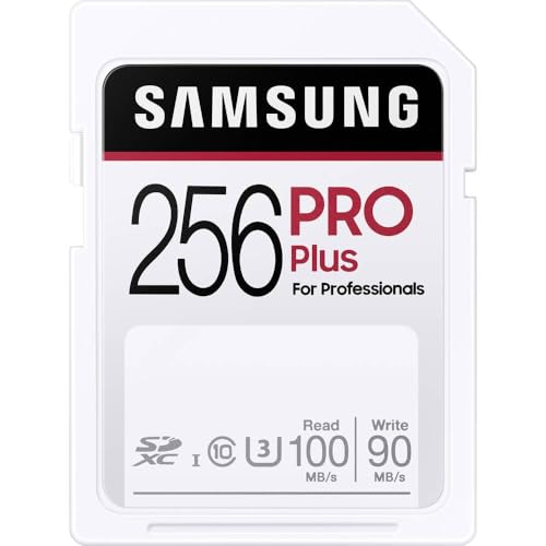 Samsung Pro Plus   Tarjeta SD SDXC UHS I U3 de 256 GB, 100 MB/s de Lectura, Tarjeta de Memoria para Full HD y 4K UHD MB SD256H/EU