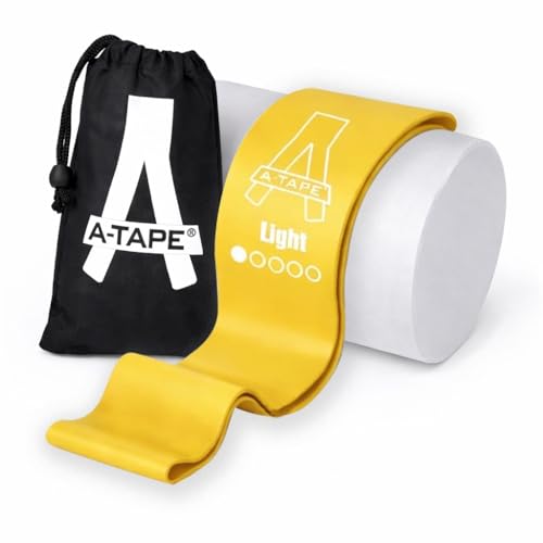 Image of A-Tape Resistance Loop Bands Set for Men & Women | Premium Natural Rubber Heavy Duty Workout Bands for Legs, Glutes, Squats, Stretching, Fitness & Physiotherapy (Yellow) (Pack-1)
