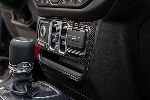 Painel de controle central de janela ABS com aparência de fibra de carbono para Jeep Wrangler JL Spo