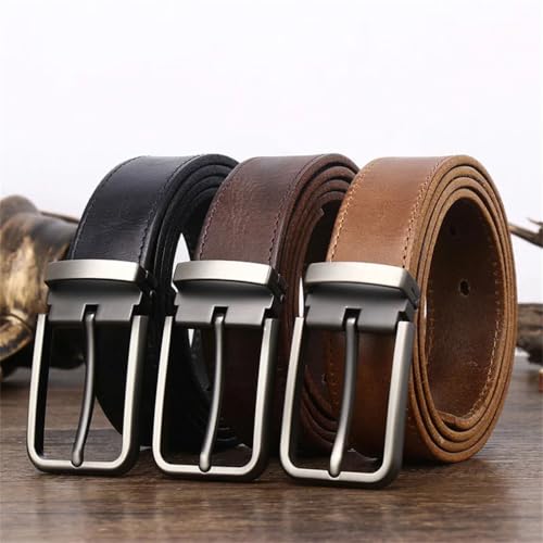 3.3Cm Wide Cowhide Leather For Men Belt Vintage Pin Buckle Jeans Men's Belts4