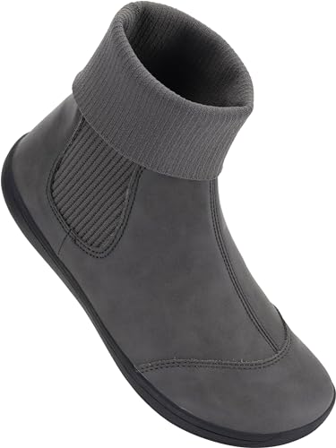 Image of WHITIN Women's Wide Barefoot Ankle Boots | Minimalist Chelsea Styles | Zero Drop | Stacked Sock-like Cuffs