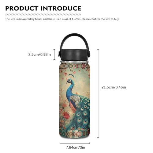 Flashideas Peacock Kids Backpack Set 4 Piece School Backpack Set with Insulated Water Bottle Portable Lunch Bag Water Bottle Holder with Strap for Kids Teens Elementary Middle School4