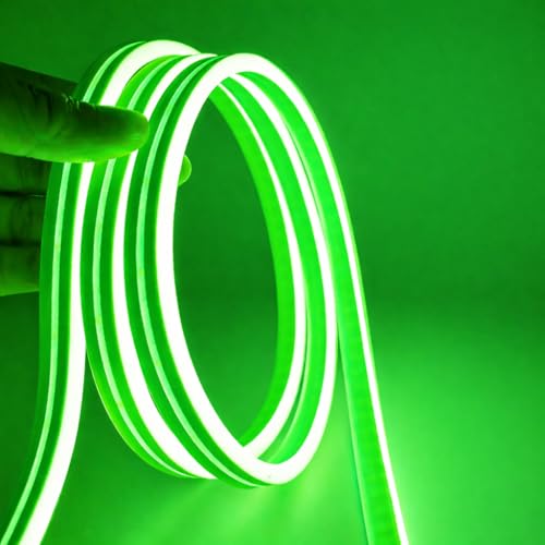 Image of 16.4 Feet Neon LED Strip Light | 12V Adapter, Waterproof IP65, Silicone Flexible Rope Light for Home Wall Decor & Gaming Room| Led Strip Lights | Neon Lights 5 Meter | (Green)