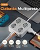 TESSAN Ciabatta Multipresa con USB C, Multipresa Elettrica con Prolunga Elettrica 2 Metri, Ciabatta Elettriche con 4 Spina Schuko e 4 Bivalenti 10A/16A, 3680W Presa Multipla con Interruttore, Grigio