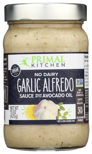 Primal Kitchen Roasted Garlic Alfredo Sauce, Dairy Free, Non GMO, 15 Ounces (Pack Of 6)