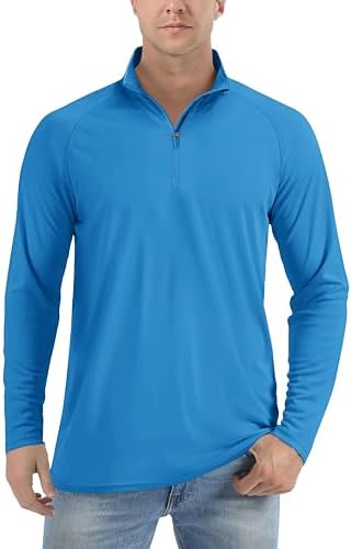 TACVASEN Men’s Rash Guard SPF 50+ Shirts 1/4 Zip Up Sun Protection Long Sleeve T-Shirts for Men Quick Dry UV Swim Shirts
