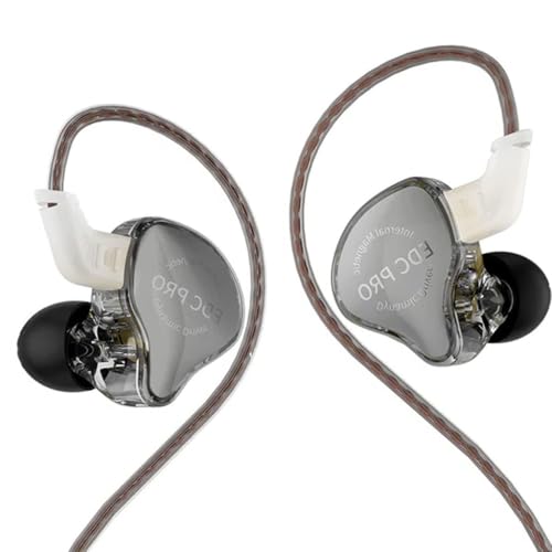 Image of KZ EDC PRO IEM Wired Earphone, HiFi Dynamic Driver (DD) IEM, High-Functioning Silver-Plated OFC Cable, 0.75mm Detachable Cable, 3.5mm Plug for Audiophiles & Musicians. (Black)