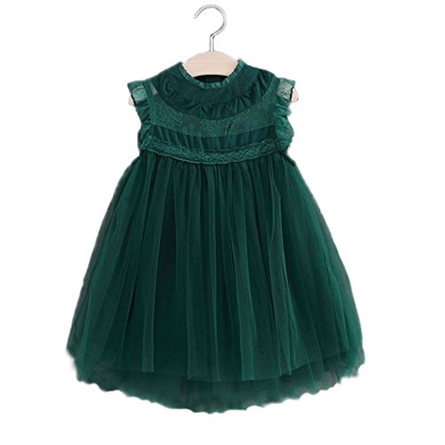 Colorful Childhood Girls Multi-Layer Tulle Lace Dress Princess Wedding Birthday Party Tutu Dress Green Size 3-4T #TOP1