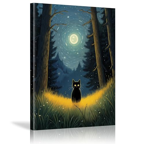 Affiche de salle de bain chat noir grand format pour habiller un mur vide sans encombrer l'espace