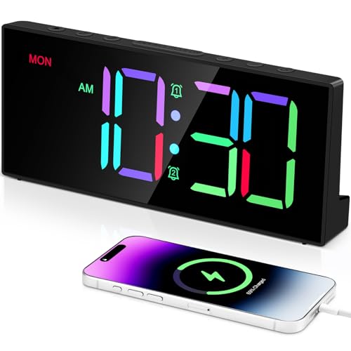 Zopsc Digital Alarm Clock for Heavy Sleepers, 90dB Loud Dual Alarm Clocks with 2.15inch Large LED Display, USB Charging Port for Kids Elderly Snooze Bedroom (Black)