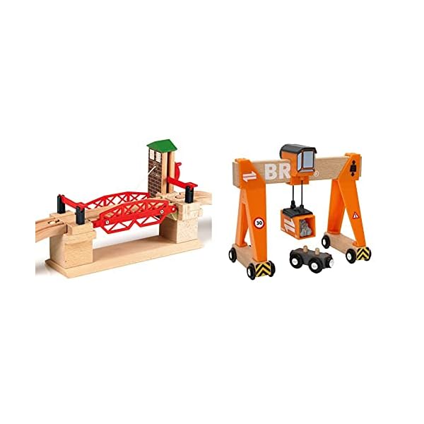 BRIO World 33757 Hebebrücke – Eisenbahnzubehör Holzeisenbahn – Kleinkinderspielzeug empfohlen für Kinder ab 3 Jahren…