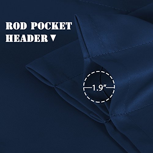 H.versailtex 2 Panels Blackout Curtain Valances For Kitchen Windows/Bathroom/Living Room/Bedroom Privacy Decorative Rod Pocket Short Winow Valance Curtains, 52" W X 18" L, Navy #TOP2