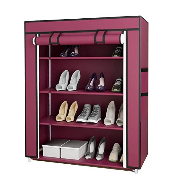 BDMP Shoe Racks for Home Shoe Rack with Cover 4 Layer Multipurpose Shoe