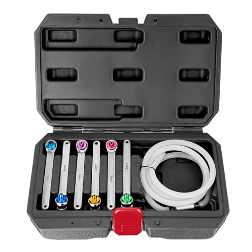 BILITOOLS Brake Bleeder Wrench Set, 7 8 9 10 11 12 MM Brake Bleeding Wrench Set with Non-Return Check Valve