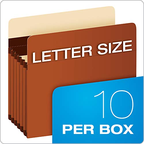 Pendaflex Expanding Accordion File Pockets, Extra Durable, Expands 5.25", Letter Size, Reinforced With Dupont Tyvek Material, 10/Box (15422) Brown #TOP4
