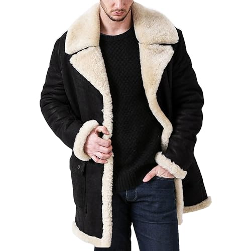 Veste en cuir et manteau long hiver homme ZDJSWJ sherpa chaud doublé