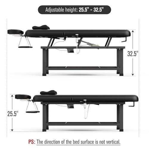 Image of pouseayar Heavy Duty Electric Stationary Massage Table with Heating Function, Backrest Adjustable and Storage Space for Treatment /Medical Spa /Facial /Beauty /Massage Bed - 30 x 75 - Black