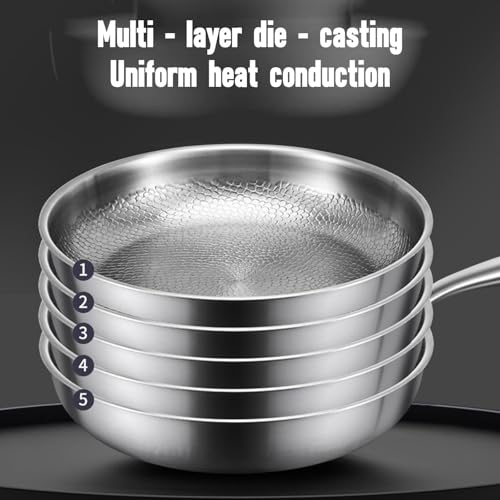 Poêle antiadhésive en Titane martelé avec Couvercle - Poêle Nutri de 26 cm Ultra résistante aux Rayures pour Une Cuisine Saine, poêles de Cuisson durables en Titane