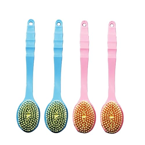 PACKOVE 4pcs Long Handle Scrubber Double Sided Exfoliating Bath Accessories for Gentle and Cleansing