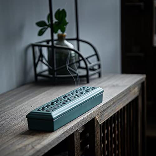 Skmihjl Ceramic Incense Coffin Burner Box Rectangular Hollow Incense Holder For Aromatherapy Home And Kitchen Decor (Dark Blue) #TOP4