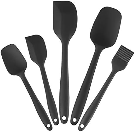 Silicone Spatula Set 5 piece 600oF Heat-Resistant Spatulas Baking Spoons Silicone Brush Safe Soft and Non-stick Flexible Rubber Spatulas with Stainless Steel Core Design,ch3