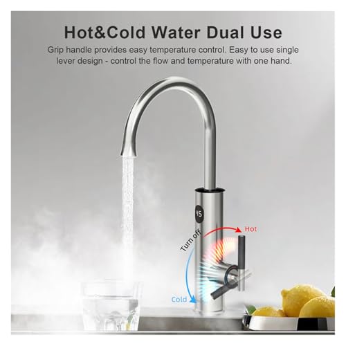 Elektrischer Warmwasserbereiter, Küchenarmatur, 2- in- 1, Mit Digitalanzeige, Wasserhahn Aus Edelstahl Schnelle ErwäRmung-2