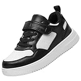 Dhinash Baskets Mode Garçon Fille Chaussures de Sport Enfant Chaussures de Running Chaussures de Tennis pour École et Loisirs Noir Blanc Taille 30