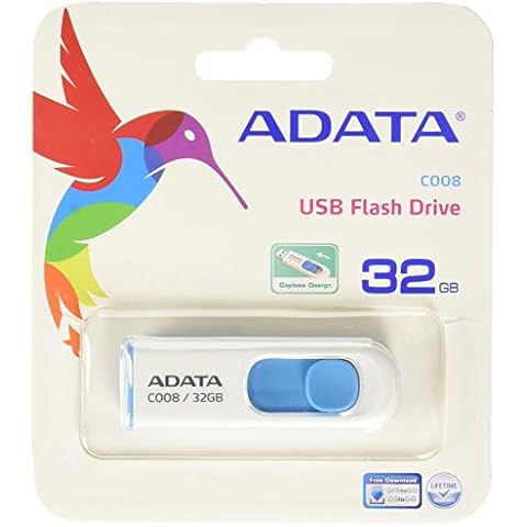 ADATA 32GB USB-Stick C008 Slider USB 2.0 weiss blau Cover
