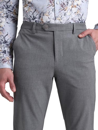 Image of Jack & Jones Men Solid Slim Fit Mid Rise Stretchable Pants