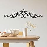 cape leadwort Black Metal Wall Art, Traditional Metal Scroll Wall Decor, Rustic Iron Wall Medallion, Accent Scroll Pair for Front Porch Above Door Hallway Entryway Living Room（Small）