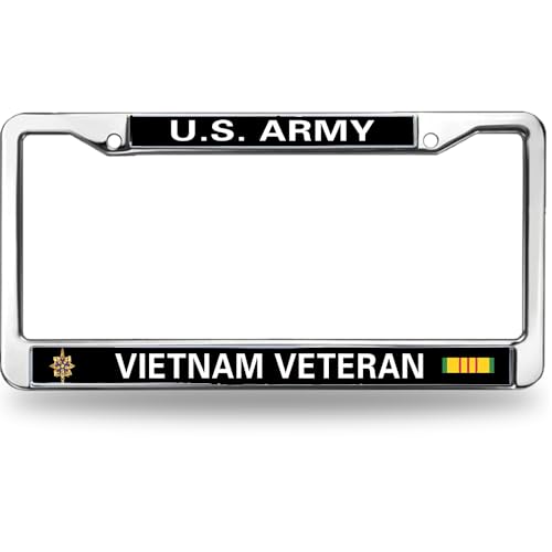 Image of Military Vietnam Veteran License Plate Frame - Military Service Commemorative Car Accessory