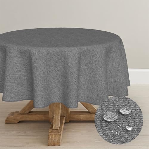 Artoid Mode Mantel redondo gris claro, 120 cm, temporada otoño, impermeable, antimanchas, ropa de mesa, cocina, decoración, vacaciones, fiestas, decoración