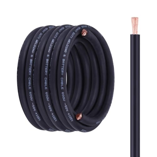 Image of 1 /0 Battery Cable, 25FT Black 1 /0 Wire, 1 /0 Welding Cable for Automotive, Marine and Solar