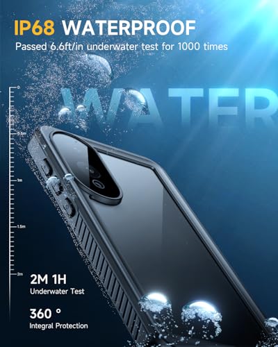 Image of Lanhiem for Samsung Galaxy S25 Edge Phone Case, IP68 Waterproof Dustproof Case with Built-in Screen Protector, Rugged Full Body Protective Cover for Galaxy S25 Edge 6.7 Inch, Black
