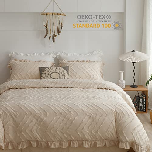 BAHALDEN Boho Tufted Ruffle Duvet Cover Set #TOP25