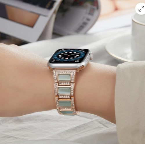 Image of Zitel Bling Rhinestone Metal Band Compatible with Apple Watch Straps for Women Girls Sparkling Shiny Wristbands