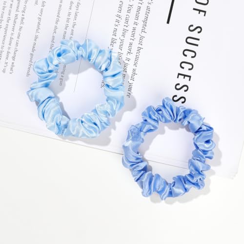 Image of Silk Hair Ties Satin Scrunchies - Small Mini Scrunchy for Women Thick Hair Accessories Cute Soft No Slip Hair Elastics Ponytail Holder for Curly Hair No Damage Hairties Gift for Girls