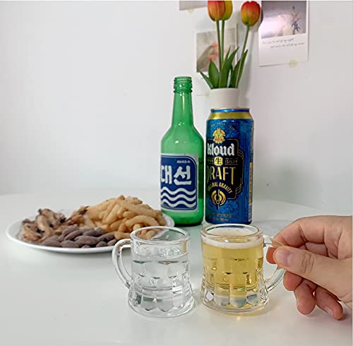 Mini Beer and Soju Glass Cup 2 Pcs for Sake and Soju, Liquor and Tea, Ideal for Gift, Tea, Parties, Housewarming