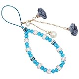 MOTIVE LIFE Selenite Crystal Hand Wrist Lanyard with Pendants of Artificial Flowers and Imitation Pearls (Blue)