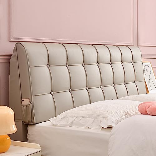 Almohada de cabecera tapizada de piel sintética color caqui de gran tamaño para sofá cama, dormitorio, ventana de bahía, 71 pulgadas, tamaño California King